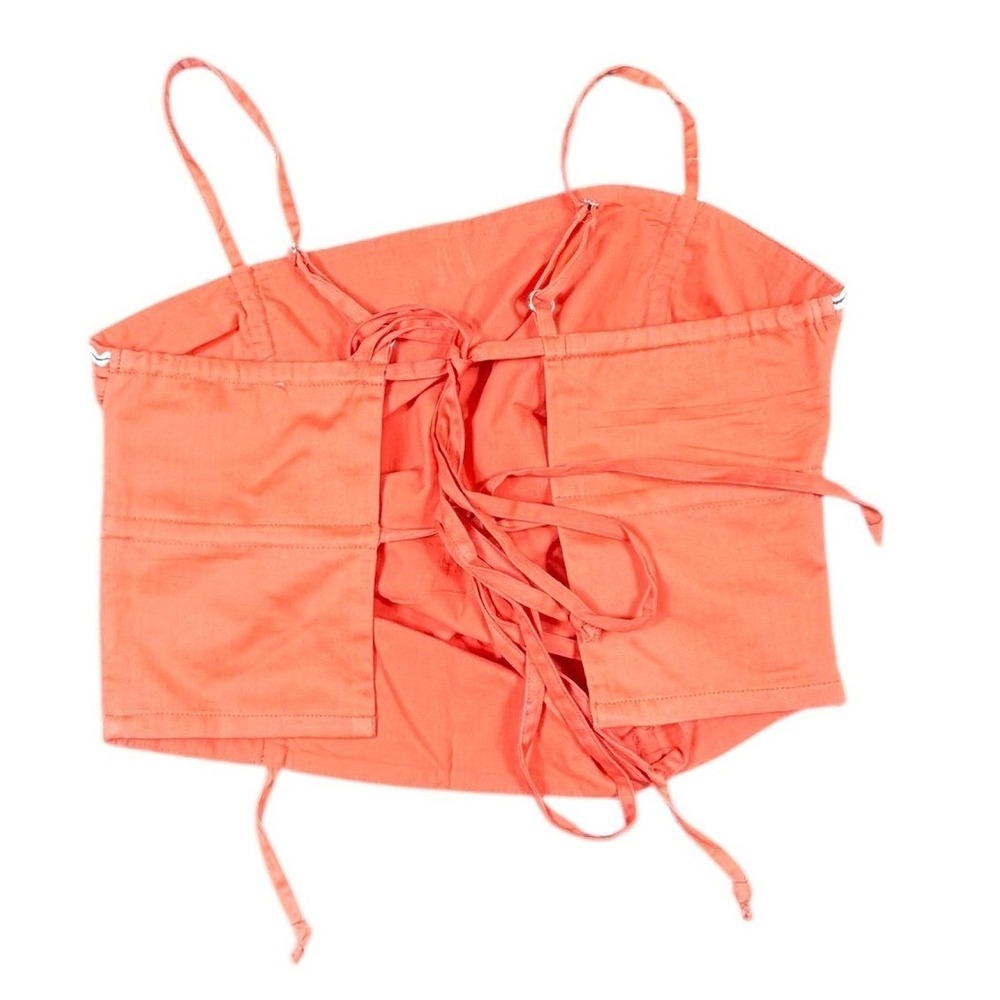 NWT Anthropologie Celandine Coral Lace Trim Ruched 100% Cotton Crop Top‎ M/L - Picture 3 of 7